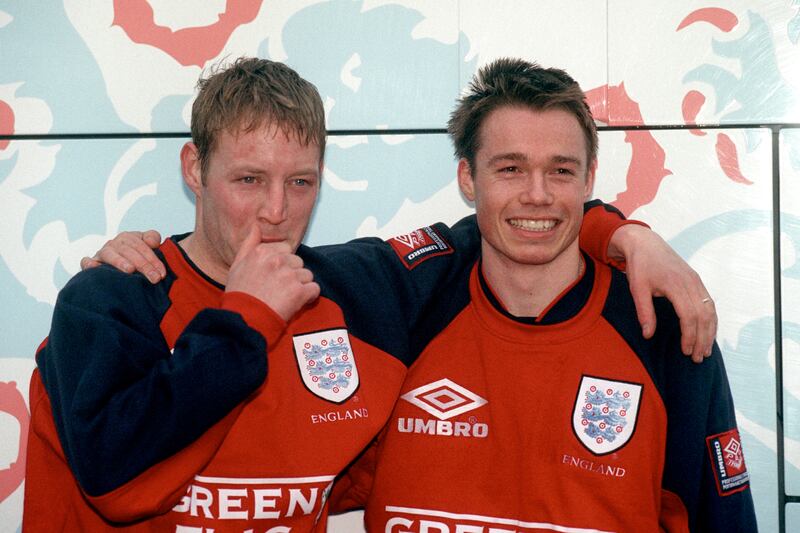 David Batty (left) and Graeme Le Saux, pictured together on England duty in February 1997, 15 months after their club bust-up in Moscow
