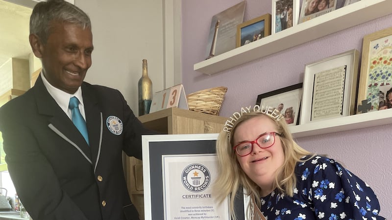 Heidi Crowter, 27, from Coventry, identified the most celebrity birthdays in three minutes to earn a Guinness World Record.