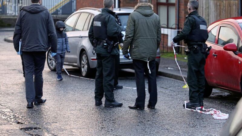 Police at the scene of a stabbing incident yesterday in the New Lodge area of north Belfast. Picture by Mal McCann. 