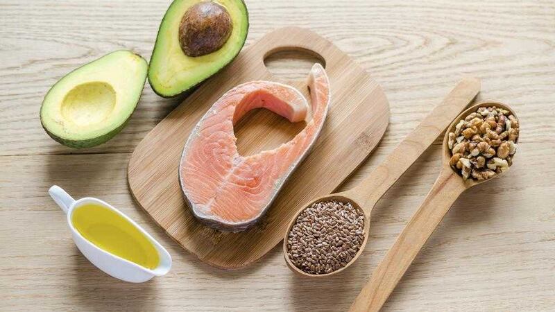 Foods that contain omega 3 include salmon,flax seeds, olive oil, nuts and avocado 
