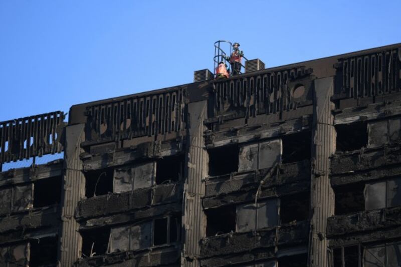 Tower block fire in London.