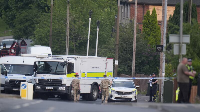Emergency services at the scene in Grimethorpe after more than 100 homes were evacuated in the former pit village after an Army bomb squad was deployed