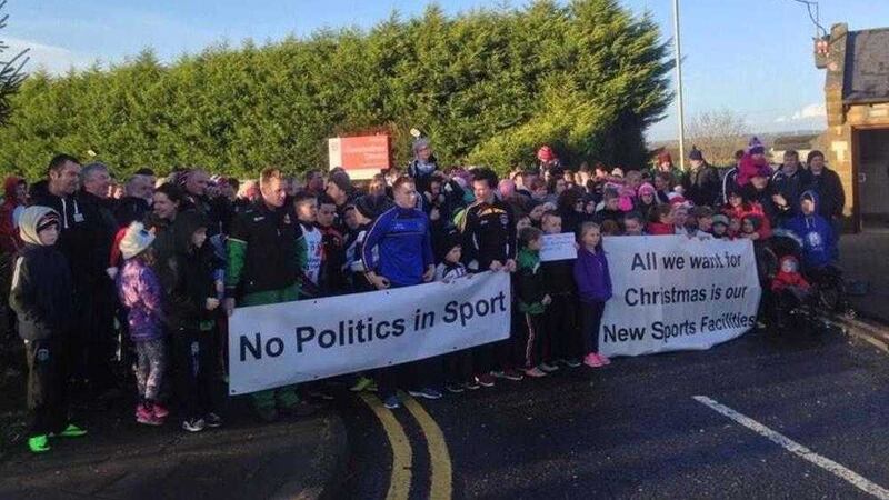 Dungiven residents at a protest last month 