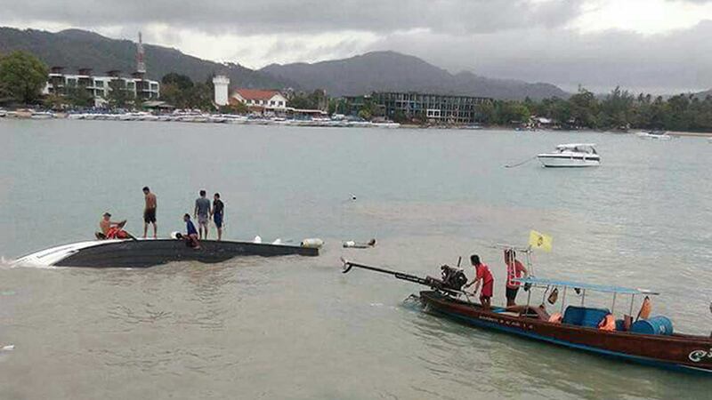 Handout photo taken with permission from the Twitter feed of Nalinee Siriked of the scene near Koh Samui in Thailand after a British woman died after a speedboat reportedly hit a rock and capsized. Picture by Press Association&nbsp;