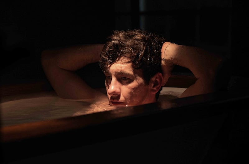A photograph of Barry Keoghan as Oliver, in the bath, in Saltburn, taken by Chiabella James