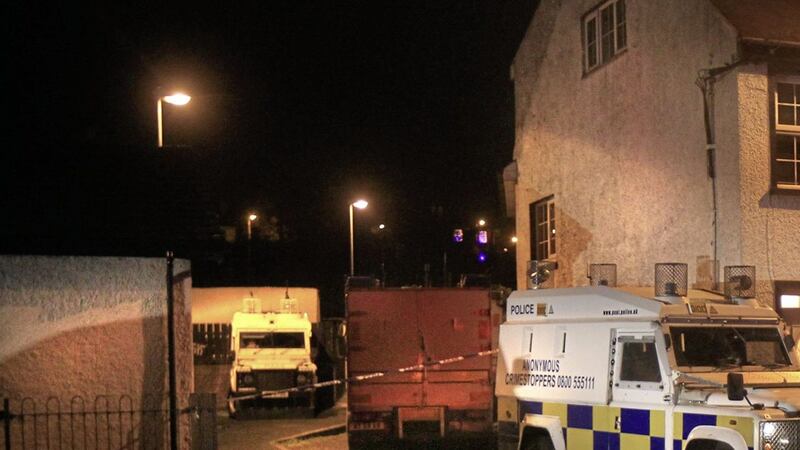 Police and British army bomb experts searched a house at Townsend Street in Strabane on Tuesday night. Picture by Margaret McLaughlin 