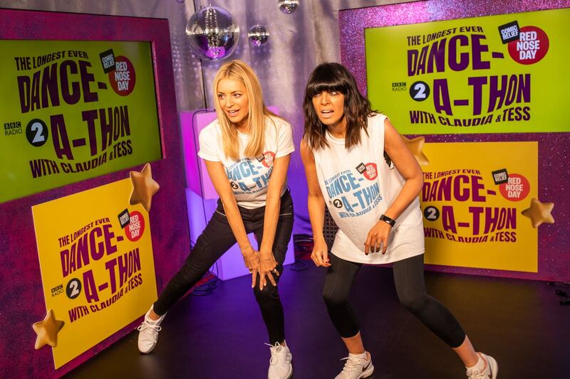 Claudia Winkleman and Tess Daly during their danceathon