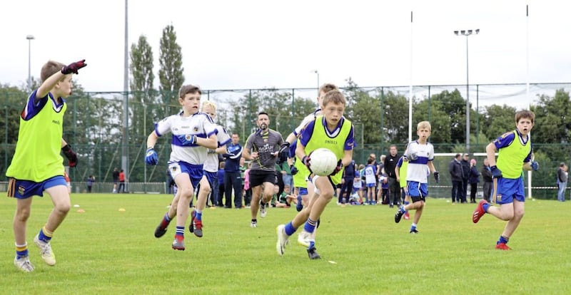 Sunday Sept 8 2019: St Brigid's GAC Under 10.5 Football Tournament at Belfast Harlequins RFC. Action from the games. Picture by Cliff Donaldson.