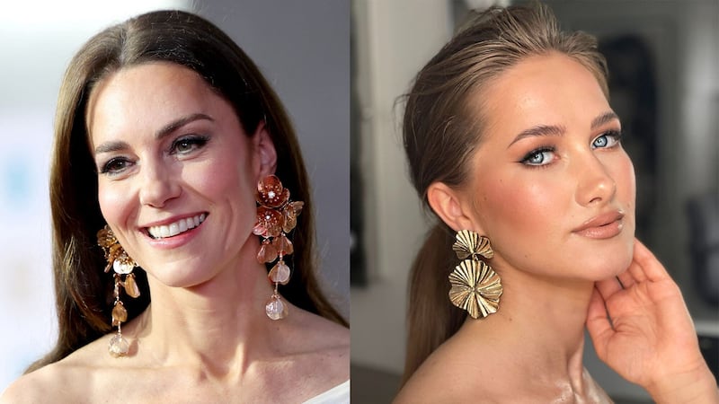 Kate accessorised a repeat outfit with bold new earrings (Chris Jackson/SilkFred/PA)