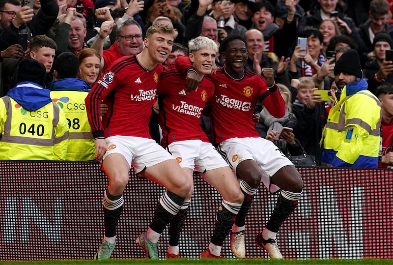 Rasmus Hojlund, Alejandro Garnacho and Kobbie Mainoo, left to right, have impressed for Manchester United