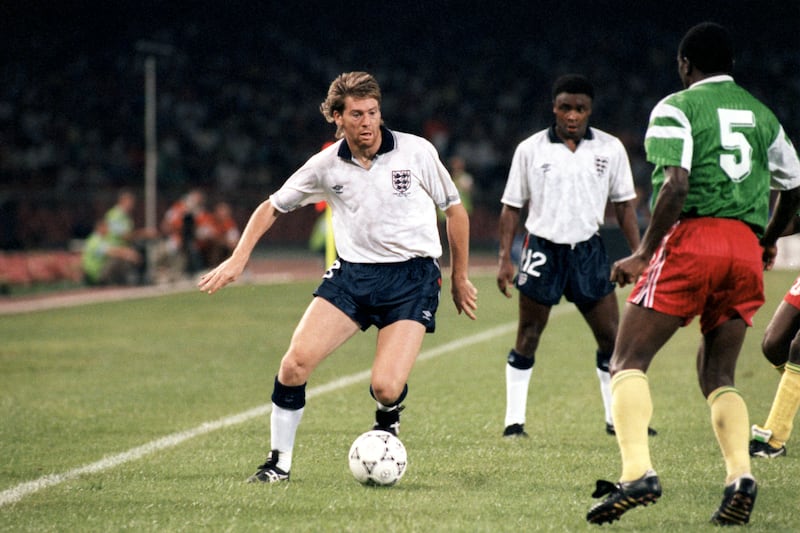 England's Chris Waddle playing against Cameroon