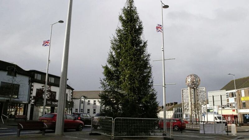 Loyalists have demanded the removal of a Christmas tree in Magherafelt, Co Derry. Picture by Hugh Russell. 