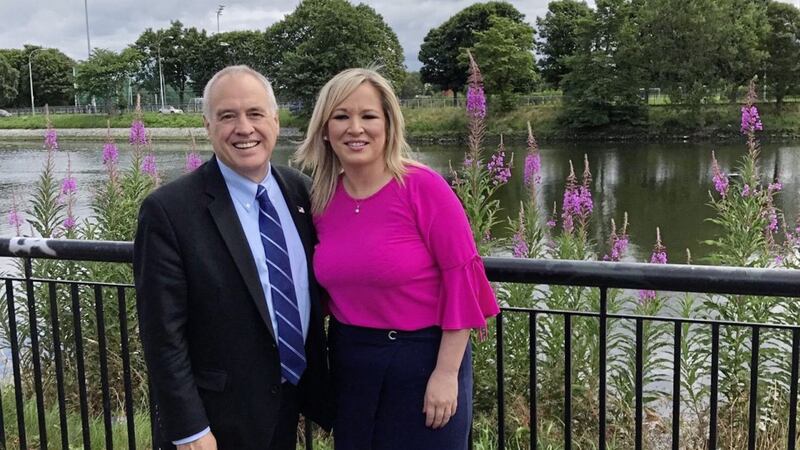 New York State Comptroller Thomas P. DiNapoli discussed further investment opportunities with Sinn F&eacute;in Northern leader Michelle O&#39;Neill 