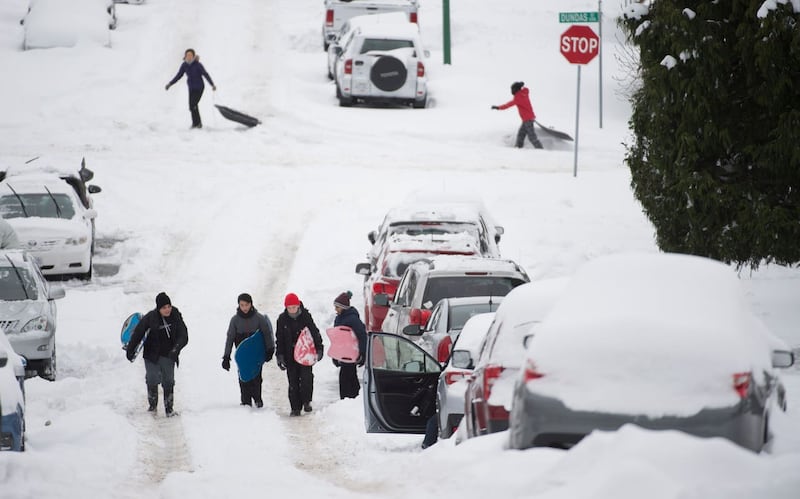 Snow in British Columbia led to substantial travel disruption in Vancouver and neighbouring Burnaby 