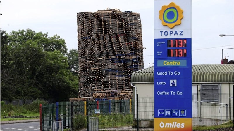 Concerns have been raised about the proximity of a bonfire to a filling station in Carrickfergus 