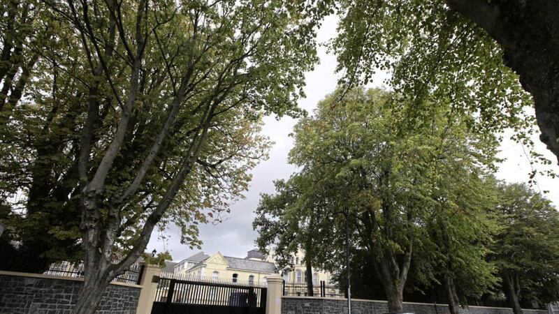 Mature trees on Adelaide Park in south Belfast outside the Chinese Consulate. Picture by Hugh Russell 