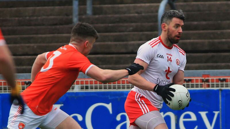 Mattie Donnelly lasted little more than 10 minutes after coming on as a sub in Tyrone's concluding League game against Kerry<br />Picture: Seamus Loughran&nbsp;