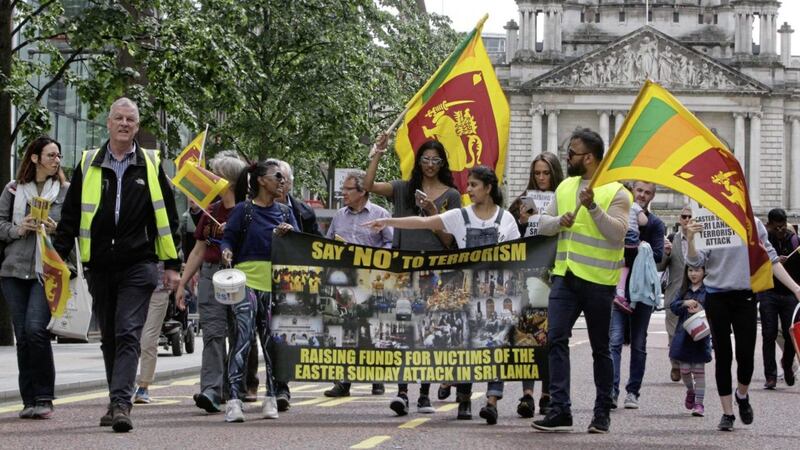 The charity walk raised almost &pound;1,000 in aid of victims of the Easter bombing attack in Sri Lanka. Picture by Ann McManus. 