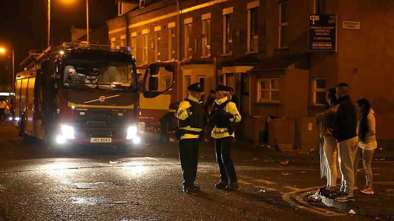 Police were in the Holylands area of Belfast last night but there was no repeat of the widespread trouble that occurred the previous evening&nbsp;