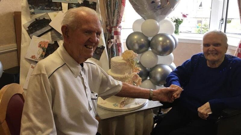 Davie and Margaret Hunter marked their anniversary in an Uddingston care home.