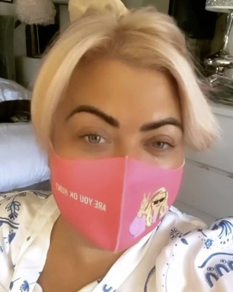 Gemma Collins models her face mask. Picture from Instagram 