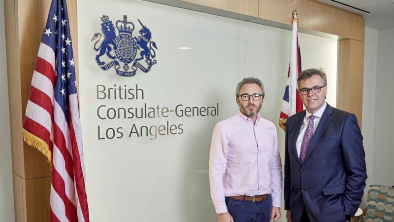 Invest NI chief executive Alastair Hamilton with Michael Howells, British Consul General in Los Angeles, at the opening of Invest NI&#39;s office in LA 