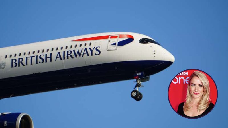 British airways plan with an inset of BBC presenter Holly Hamilton