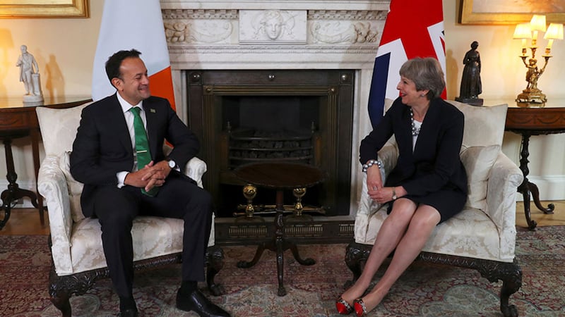 British Prime Minister Theresa May and Taoiseach Leo Varadkar during a bilateral meeting in Downing Street, London&nbsp;