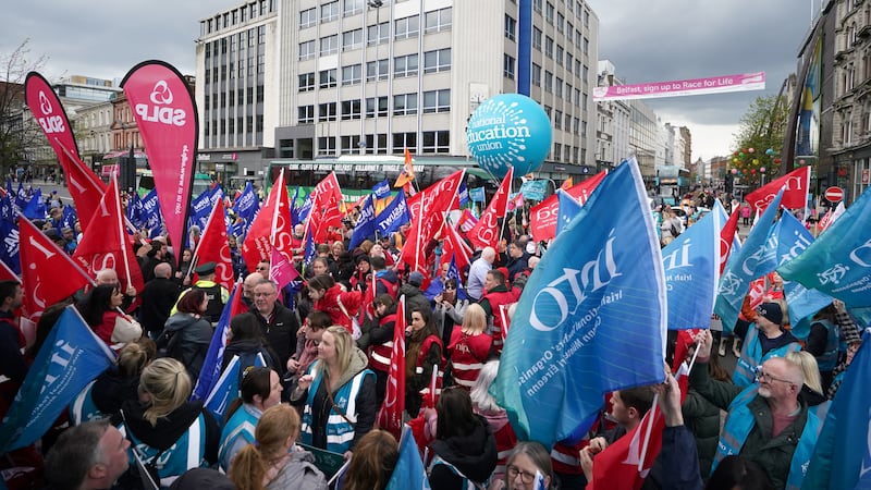 A rally outside Belfast City Hall