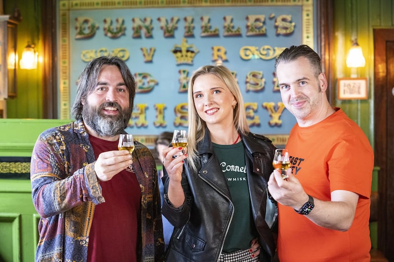 L-R: Conor Owens Belfast Hidden Tours; Paul Kane, Belfast Whiskey Week and Sarah Kennedy, McConnell's Irish Whisky.