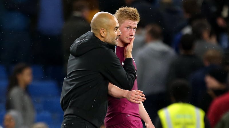 Pep Guardiola and Manchester City midfielder Kevin De Bruyne