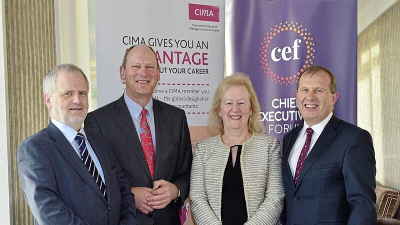 At the CEO Forum are (from left) Dr Ken McDonald, head of regions for the Information Commissioner&rsquo;s Office; Roger Action, head of CIMA Ireland; Sharon McCue, director of finance NI Ambulance Service; and Paul Wickens, chief executive, NICS Enterprise Shared Services 