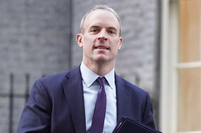 Justice Secretary and Deputy Prime Minister Dominic Raab leaves after a Cabinet meeting in Downing Street, London. Prime Minister Rishi Sunak has carried out a sweeping shake-up of Whitehall