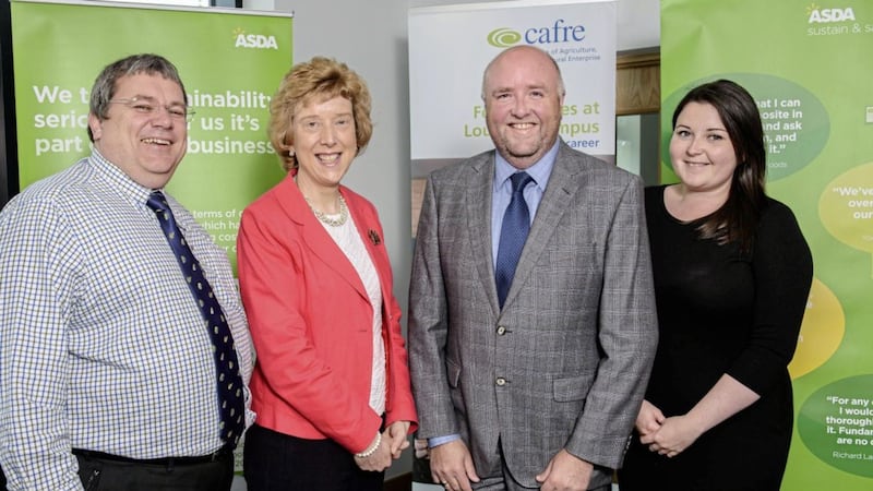 Jason Hempton (second right) of Dale Farm welcomes the introduction of Asda&rsquo;s Sustain &amp; Save Exchange to its Northern Ireland suppliers. Included are Michael McCallion (Asda NI &amp; Scotland), Joy Alexander (Cafre) and Laura Babbs (Asda) 