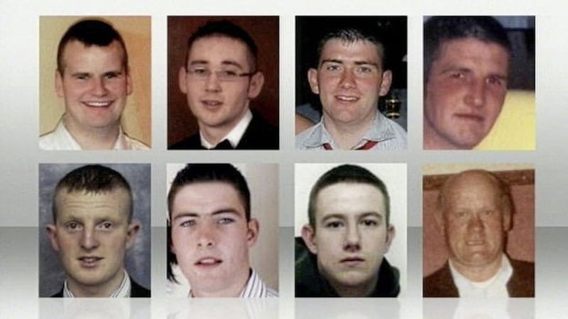 The victims of Ireland&#39;s worst road crash in 2010, from top left: Eamonn McDaid (22), Ciaran Sweeney (19), Patrick McLaughlin (21), Mark McLaughlin (21), James McEleney (23), Paul Doherty (19), Damien McLaughlin (21) and Hugh Friel (66) 