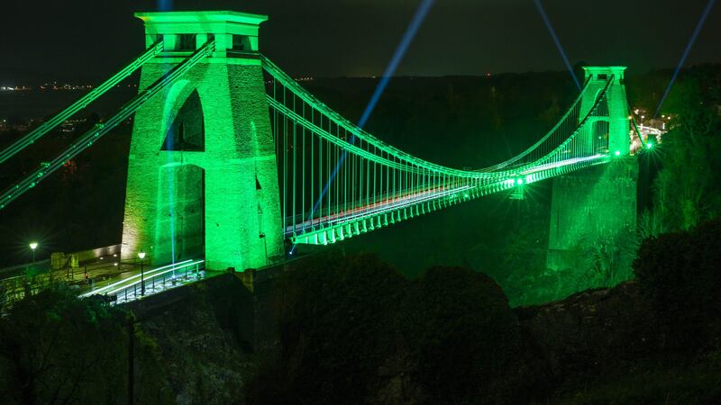 Landmarks big and small are being illuminated green to coincide with Ireland’s national day.