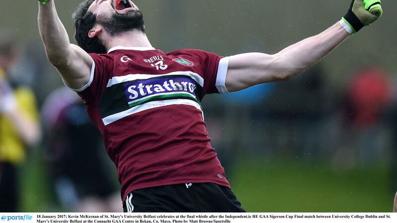 Kevin McKernan shows his unbridled joy on the final whistle