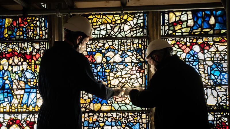Experts have started to remove all 152 panels from the St Cuthbert Window – many of which are nearly 600 years old – to be cleaned and repaired.