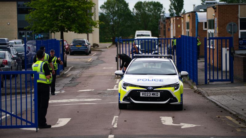 Emergency services at Tewkesbury Academy in Gloucestershire following the alleged incident in July (Ben Birchall/PA)