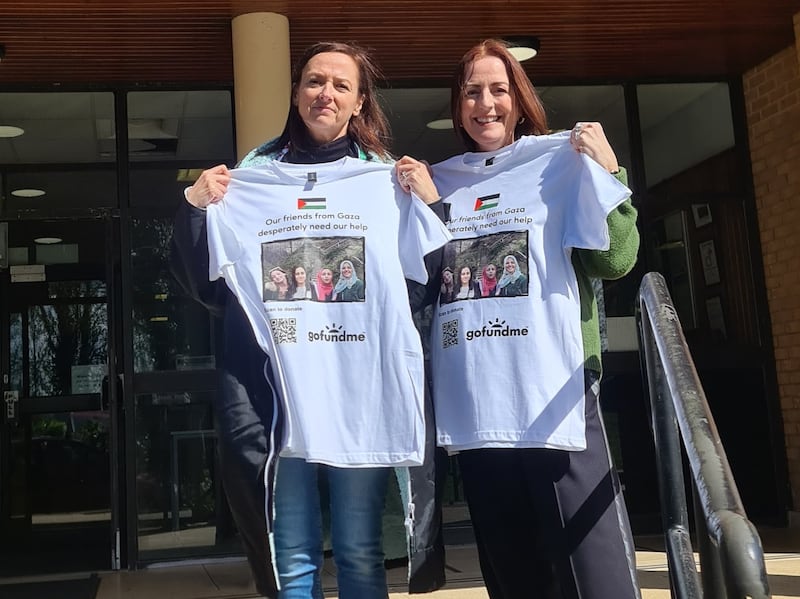 Mental health nurse Loretta Harper and teacher Máiréad Robb have been helping with fundraising efforts to help Palestinian students leave Gaza.