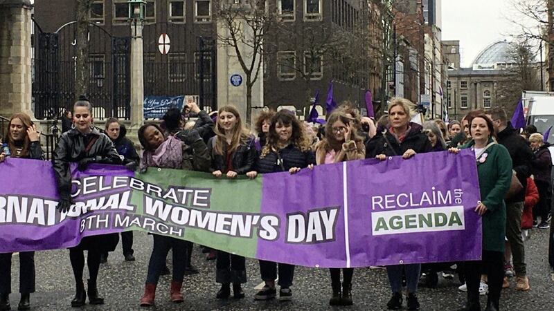 Large crowds of women and supporters have previously gathered for the International Women&#39;s Day march in Belfast 