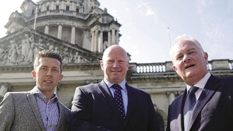 Peters Torrens (centre), head of the Clearpath Finance business, with the company&#39;s founding partners Conor Devine (left) and James Gibbons 
