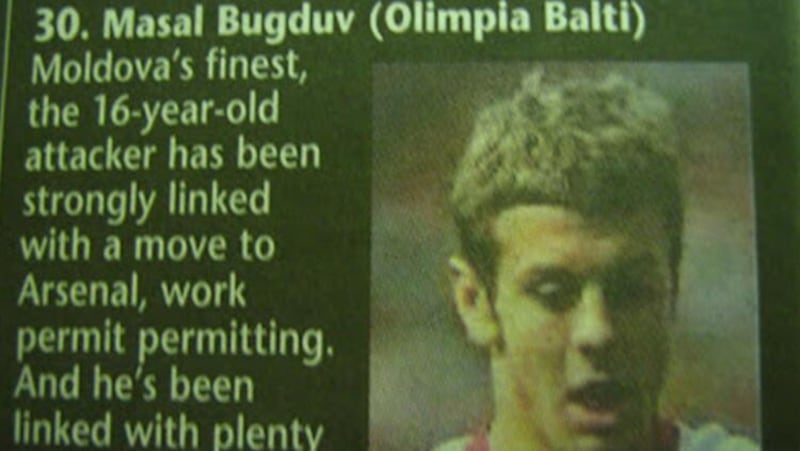 The Times placed non-existent Moldovan football Masal Bugduv 30th in its list of the top 50 promising young players in 2009