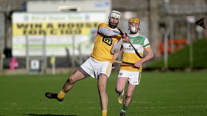 Neil McManus in action for Antrim against Offaly last year. Picture by Seamus Loughran 