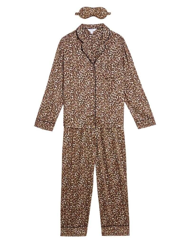 Marks and Spencer Boutique Leopard Print Pyjama Set with Eye Mask, &pound;35, available from Marks and Spencer
