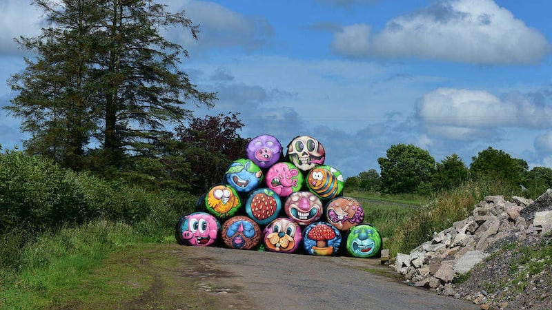 The Graffiti Bales have been created by community group Sliabh Beagh Arts&nbsp;