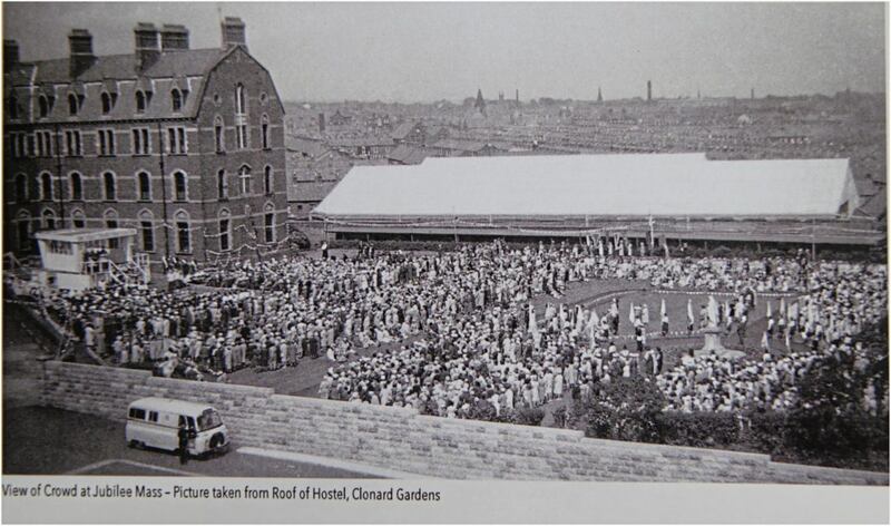 A view of the crowd gathered in Clonard Gardens for the Jubilee Mass celebration 