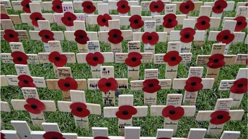 The Belfast Field of Remembrance at Belfast City Hall Picture: Hugh Russell. 