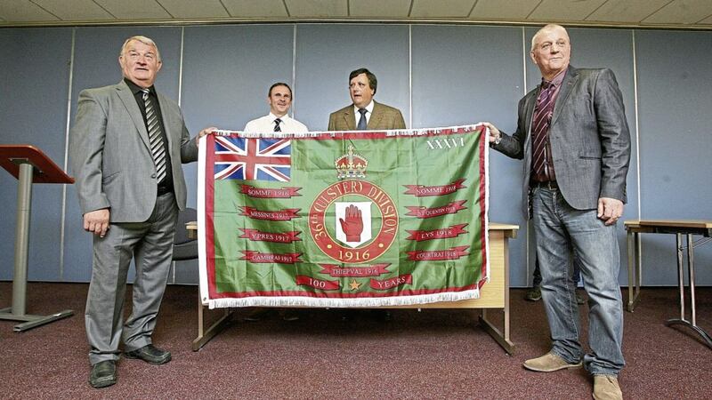 Jim Wilson, Jackie McDonald, Winston Irvine and David Campbell of the Loyalist Communities Council. Picture by Mal McCann 