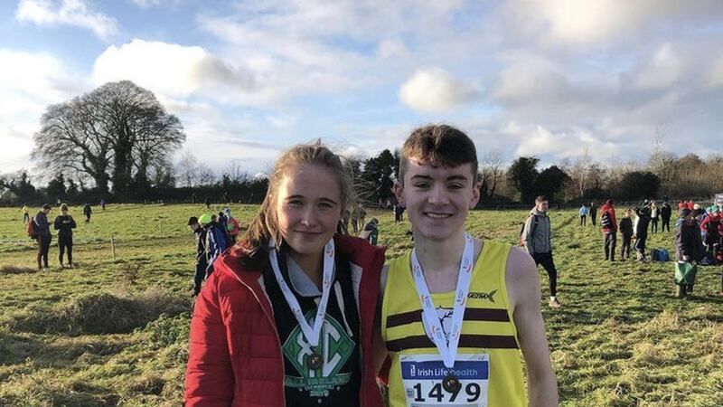 Matthew Lavery with North Belfast Harriers club-mate Roise Roberts, who&nbsp;<span style="color: rgb(51, 51, 51); font-family: sans-serif, Arial, Verdana, &quot;Trebuchet MS&quot;; ">runs for Ireland in the European Junior Cross-Country Championships in Dublin this weekend</span>
